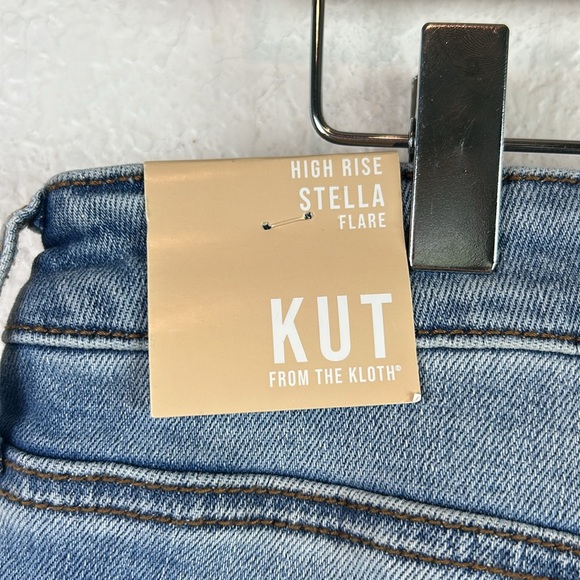 New nwt Kut From The Kloth Women Sz 14 Stella High Rise Flare Jeans Leg Raw Hem - Picture 6 of 10